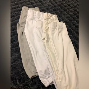 Softball pants, Women’s size small, lot of 5 pairs, plus 5 blue softball belts.